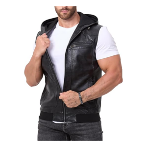 Leather Hooded Vest