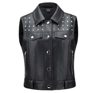 Women's Studded Leather Vest